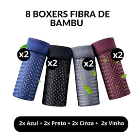 Kit Cuecas Boxers Premium John Karlo - Fibra de Bambu - 8 Unidades (Sai por R$31,10 cada)