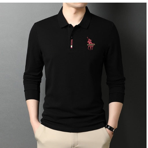 Camisa Comprida Polo Vogue Bordado Coreano Original [Você ganha o Relógio Minimalista de Brinde]