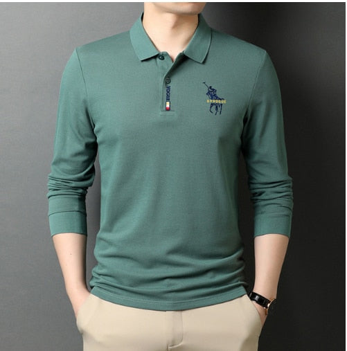 Camisa Comprida Polo Vogue Bordado Coreano Original [Você ganha o Relógio Minimalista de Brinde]